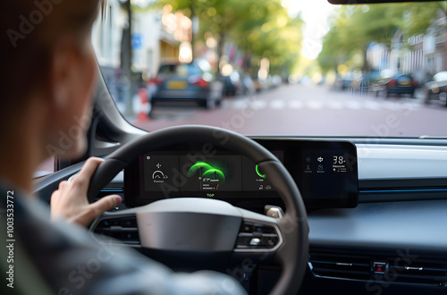 Inside a moving electric car photo