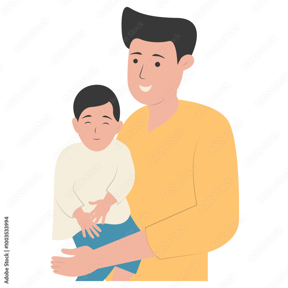 Father and Son Character with Happy Atmosphere. Happy Fathers Day. Isolated Vector Illustration Father and Son Character with Happy Atmosphere. Happy Fathers Day. Isolated Vector Illustration