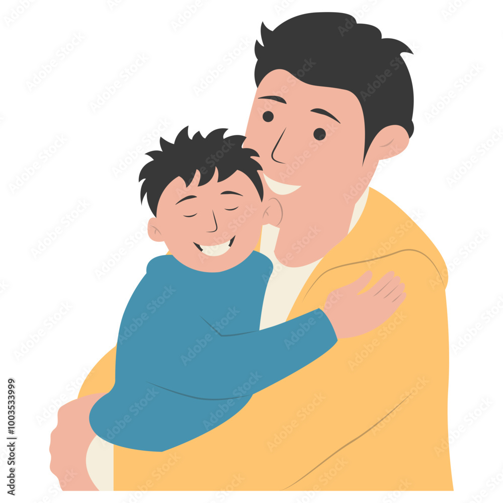 Father and Son Character with Happy Atmosphere. Happy Fathers Day. Isolated Vector Illustration Father and Son Character with Happy Atmosphere. Happy Fathers Day. Isolated Vector Illustration
