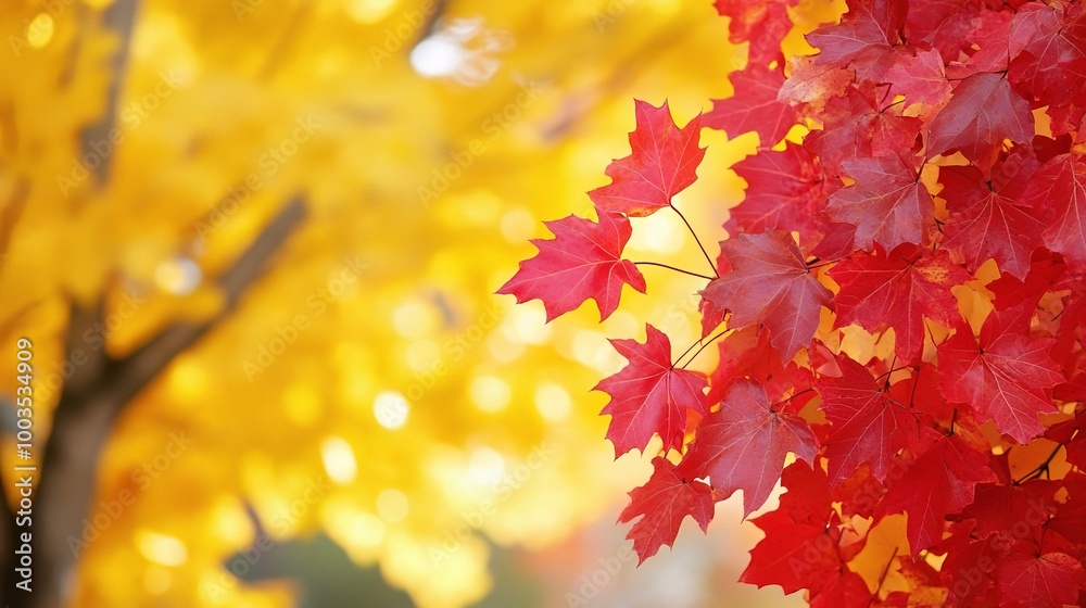 Vibrant Autumn Leaves in Yellow and Red Tones Vibrant Autumn Leaves in Yellow and Red Tones