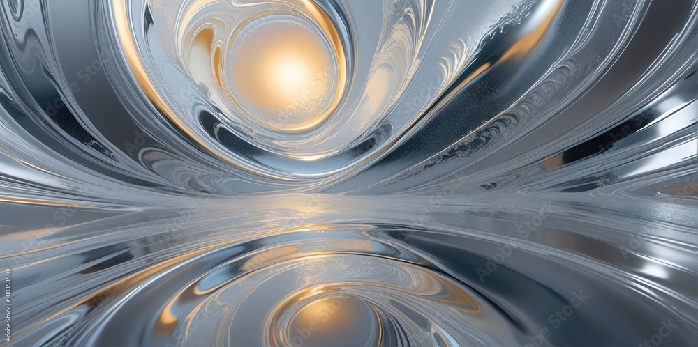 abstract Silver fluid art mesmerizing digital render of undulating waves creating illusion of liquid in motion