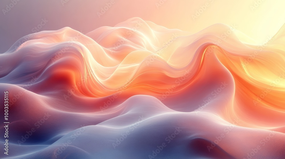 Abstract waves of pastel colors blending into