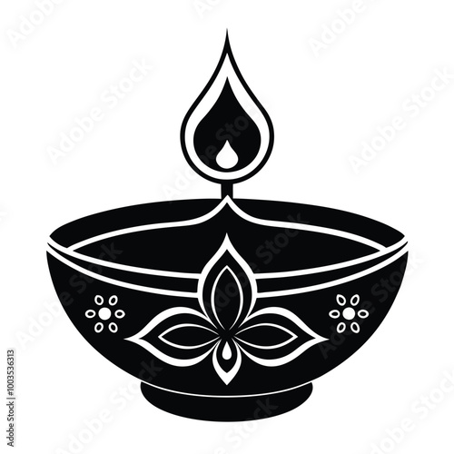 Diwali silhouette vector art white background.