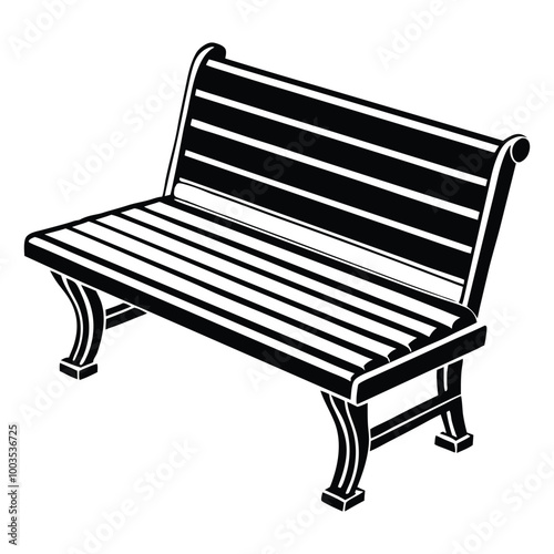 seat bench silhouette vector art white background.