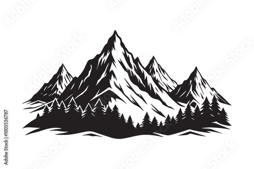 silhouettes mountain vector illustration.