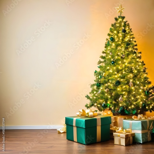 christmas tree with gift boxes | Celebrate in Style: Festive Christmas Stock Images for All Your Creative Needs photo