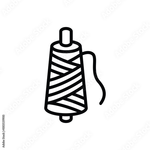 Black line icon for sewing thread spool 