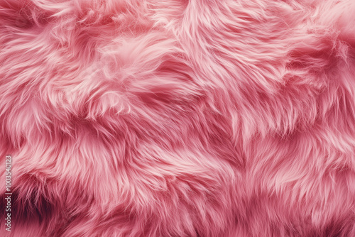 close up of a pink fuzzy animal fur. The fur is very fluffy and has a lot of texture. The fur is pink and looks very soft and cozy