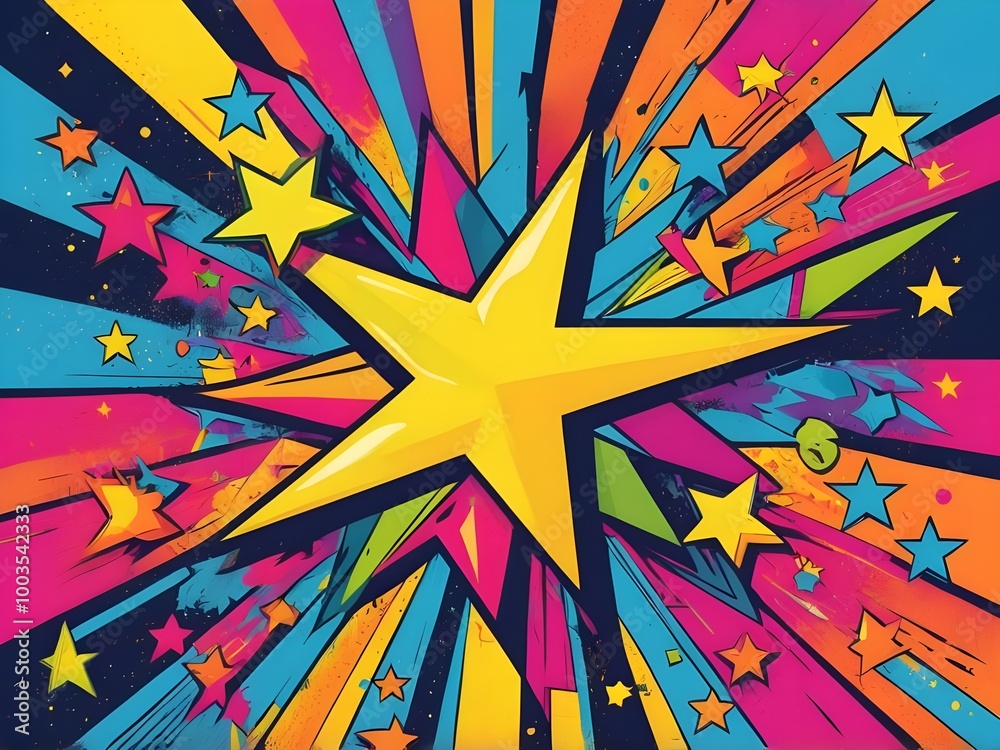 Fototapeta premium abstract star pop art style illustration