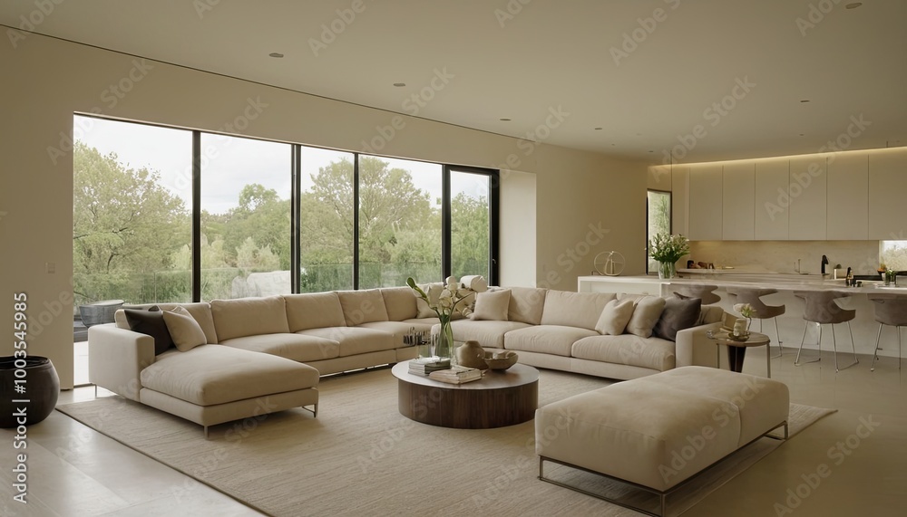 A room with a white couch and a white chair with a white sofa 5 A room with a white couch and a white chair with a white sofa 5