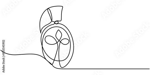 Continuous one line drawing of spartan helmet. Medieval, greek, roman, traditional, protection concept. Editable stroke vector, One line drawing of armour warrior helmet. One continuous line drawing