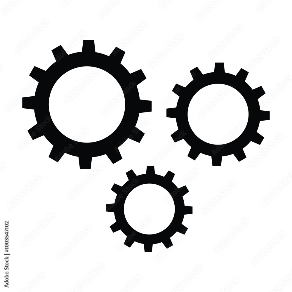 Gear setting vector icon set. Isolated black gears mechanism and cog wheel on background. Progress or construction concept. Cogwheel icons UI vector. Gear setting vector icon set. Isolated black gears mechanism and cog wheel on background. Progress or construction concept. Cogwheel icons UI vector.