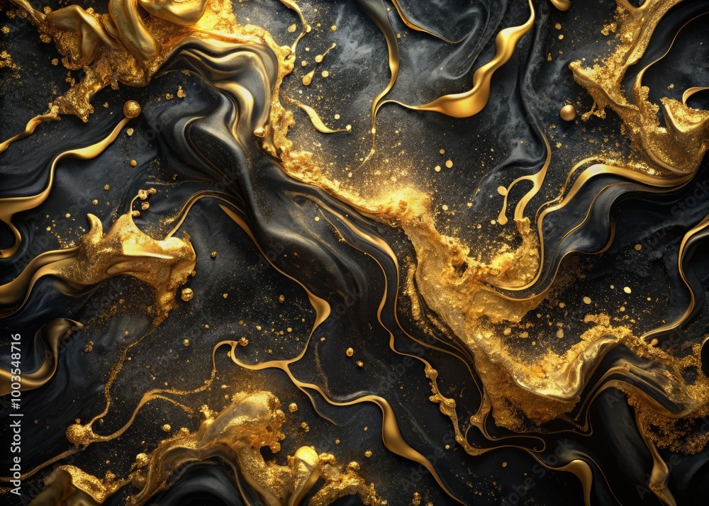 Obraz premium Indulge in a sophisticated black and gold abstract texture background, perfect for enhancing elegant designs and