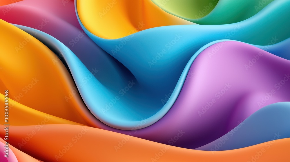 Obraz premium Colorful Wave Patterns in Smooth Fabric Textures