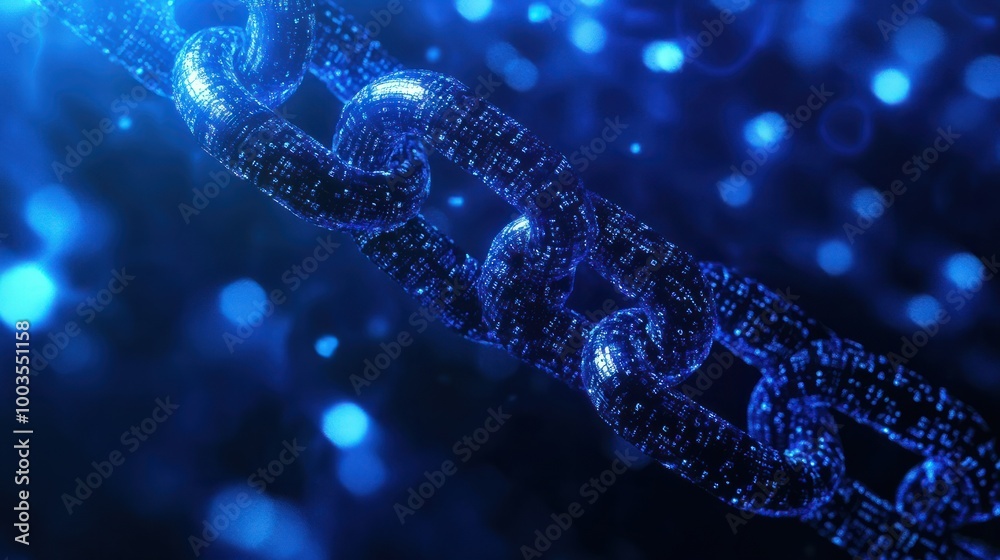 Glowing blue chains of binary code symbolizing secure blockchain technology, cryptocurrency bitcoin eth trading Glowing blue chains of binary code symbolizing secure blockchain technology, cryptocurrency bitcoin eth trading