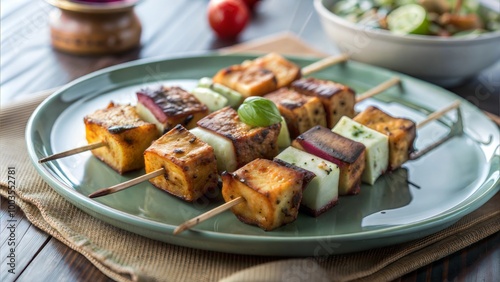 Paneer Tikka: Grilled Indian Cottage Cheese Skewers Marinated with Spices