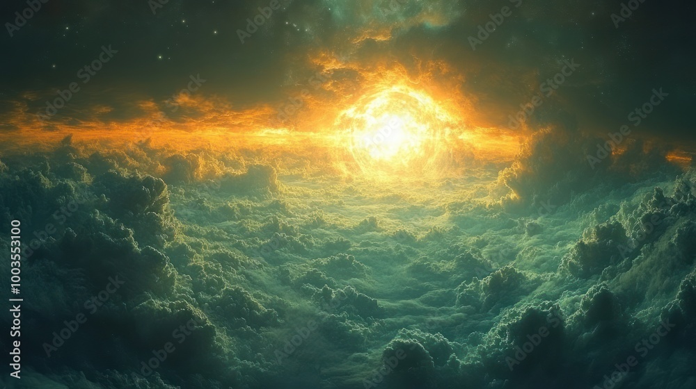 Celestial Sunset Above Clouds