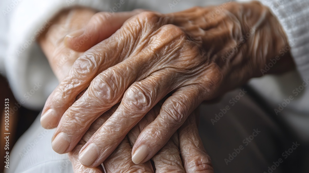 Fototapeta premium Wrinkled Hands of an Elderly Person.