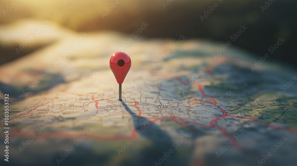 Location marking with a pin on a map with routes. Find your way. Adventure, discovery, navigation, communication, logistics, geography, transport and travel theme concept background. Location marking with a pin on a map with routes. Find your way. Adventure, discovery, navigation, communication, logistics, geography, transport and travel theme concept background.