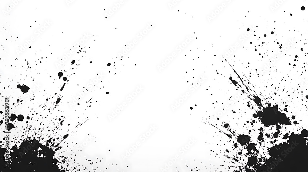 Abstract black ink splatters on white background. Abstract black ink splatters on white background.