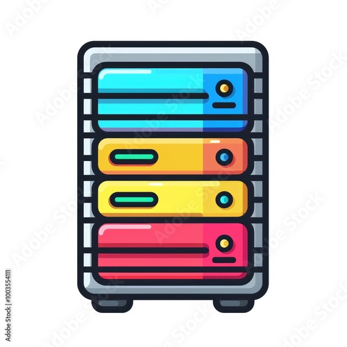 Minimalistic illustration of server. technology and modern computing. data storage and network connectivity. tech articles and presentations. square
