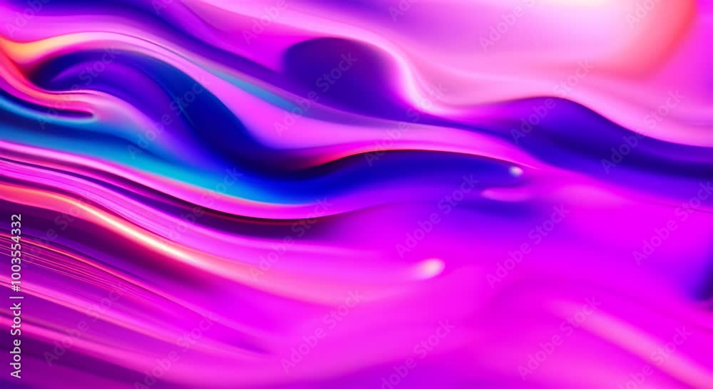 Swirling iridescent colors create a smooth wavy pattern on the metallic ...