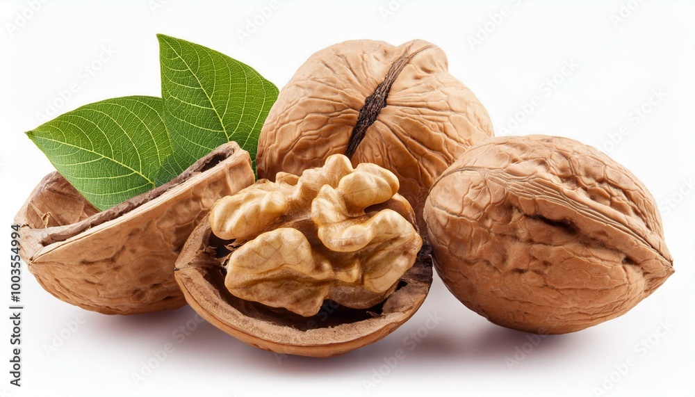 Walnut isolated. Ripe walnut isolated on white background. Walnut isolated. Ripe walnut isolated on white background.