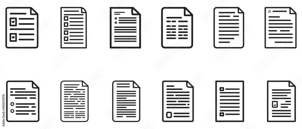 Icon of a document with text lines and bullet points. Icon of a document with text lines and bullet points.