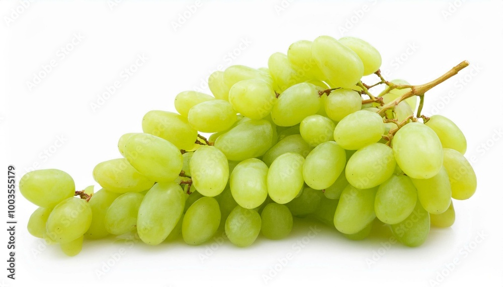 Ripe juicy sweet green grapes bunch isolated on white background Ripe juicy sweet green grapes bunch isolated on white background