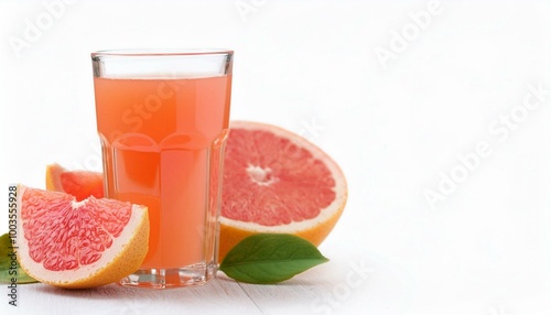 rapefruit juice in a glass with a grapefruit slice isolated on white background