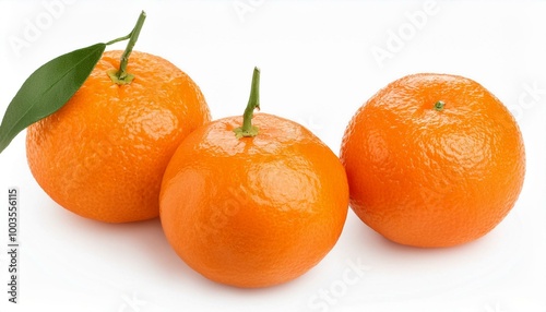 Ripe sweet tangerines isolated on white background. View from above. 