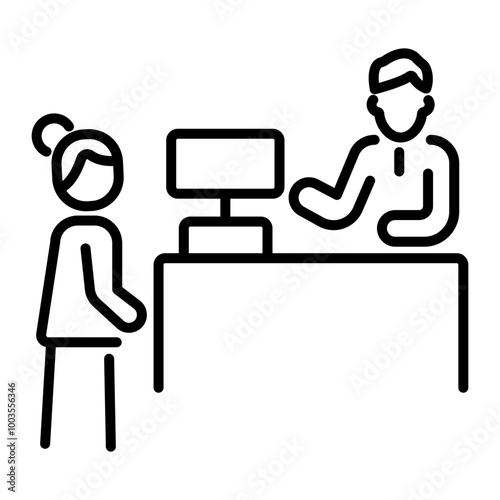 A line icon of the checkout counter 