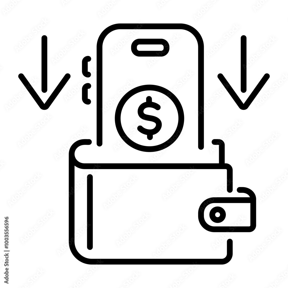 A line style icon of online refund A line style icon of online refund