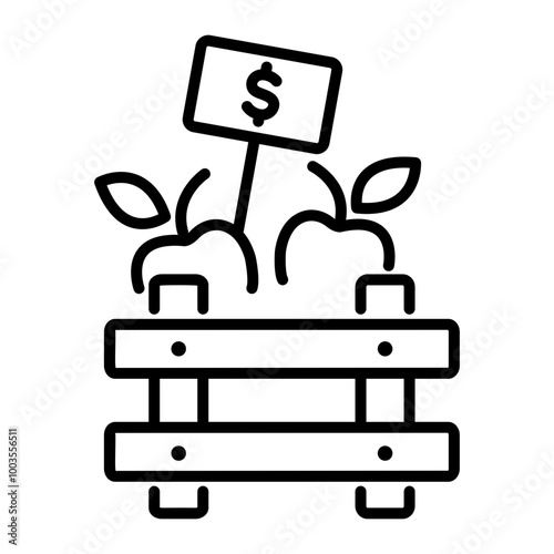 Fruit price icon in outline style