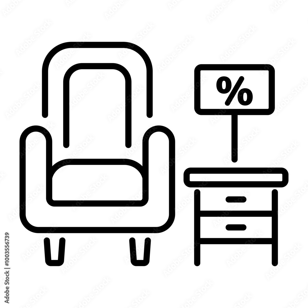 Furniture sale icon in linear style Furniture sale icon in linear style