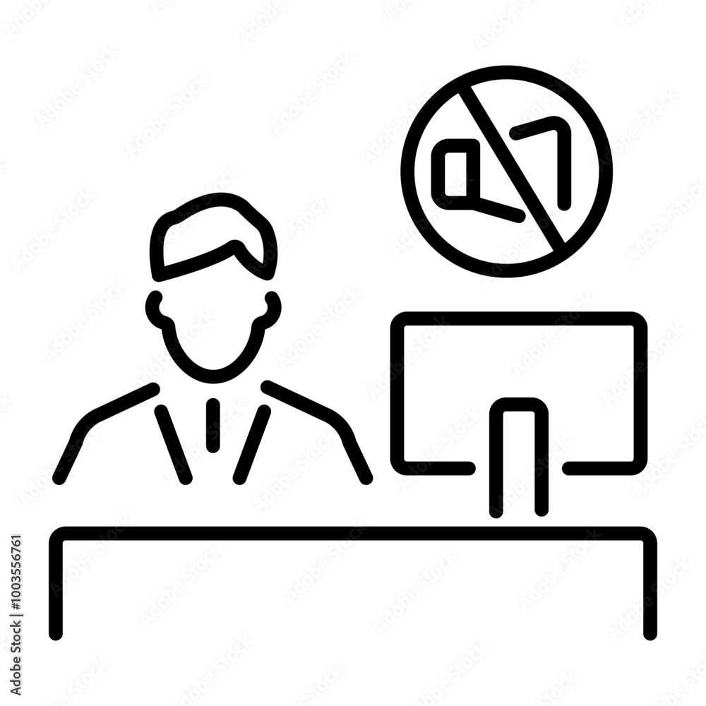Avoid distraction icon in line style Avoid distraction icon in line style