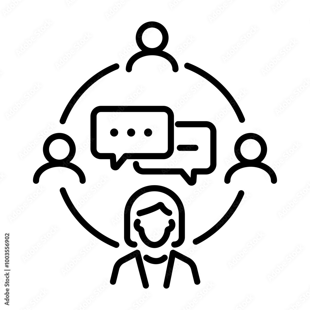 A line icon of team communication A line icon of team communication