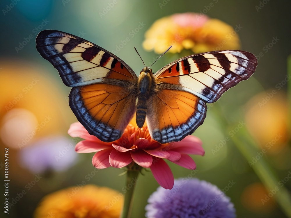 butterfly on pink daisy flower butterfly on pink daisy flower