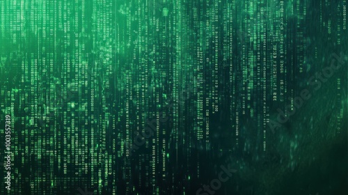 Technology computer cyberspace internet digital data network programming communication coding concept - Abstract green digital binary code matrix texture background