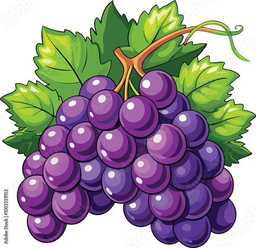 Grapes 3d vector sticker design