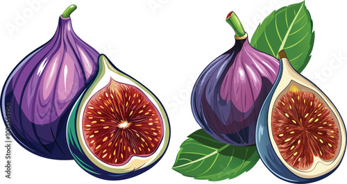Fig slice 3d vector sticker design