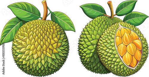 Jackfruit 3d vector sticker design