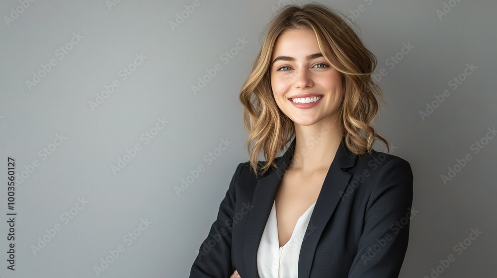 Confident Businesswoman Smiling in Professional Attire Confident Businesswoman Smiling in Professional Attire