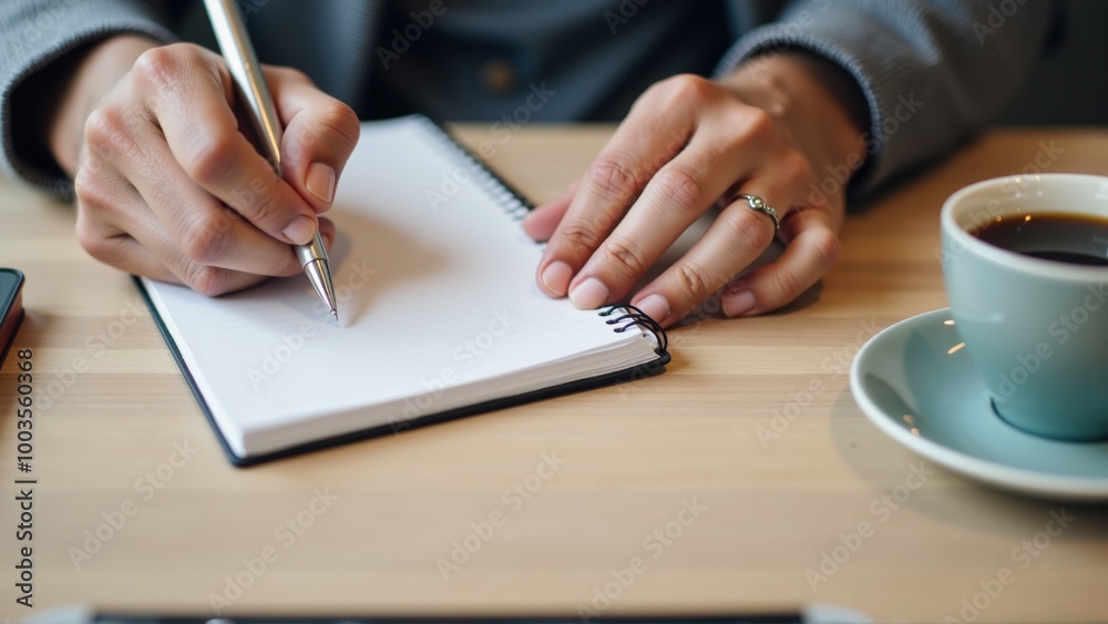 Man Taking Notes on a Notepad While Sitting at Desk Man Taking Notes on a Notepad While Sitting at Desk