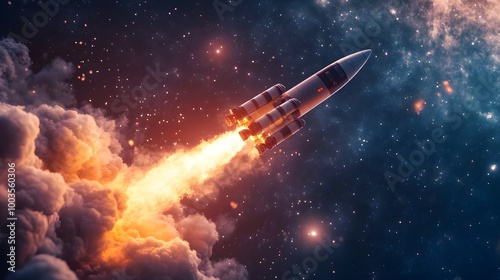 Wallpaper Mural Space rocket launch. 3d render.  Torontodigital.ca