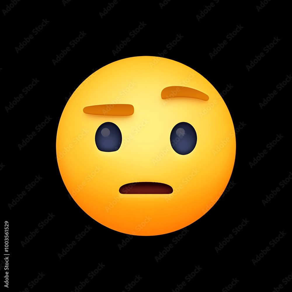 Fototapeta premium Confused or Skeptical Face Emoji 