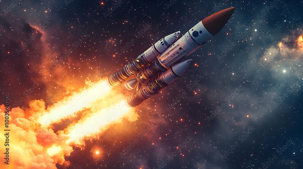 Space rocket launch. 3d render. Space rocket launch. 3d render.