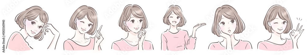女性・女の子のイラスト素材セット 女性・女の子のイラスト素材セット