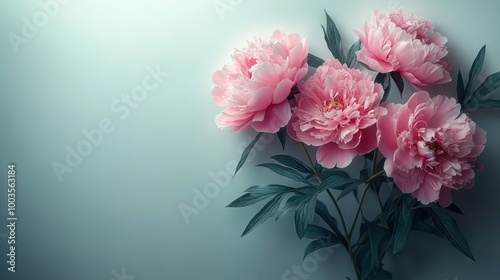 Delicate Pink Peonies on a Pastel Background