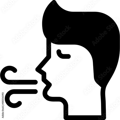 Vector Icon Bad Breath, Smell, Deep Breathing, Wind, Air